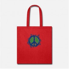 Unique Peace Sign Graphic Red Tote Bag